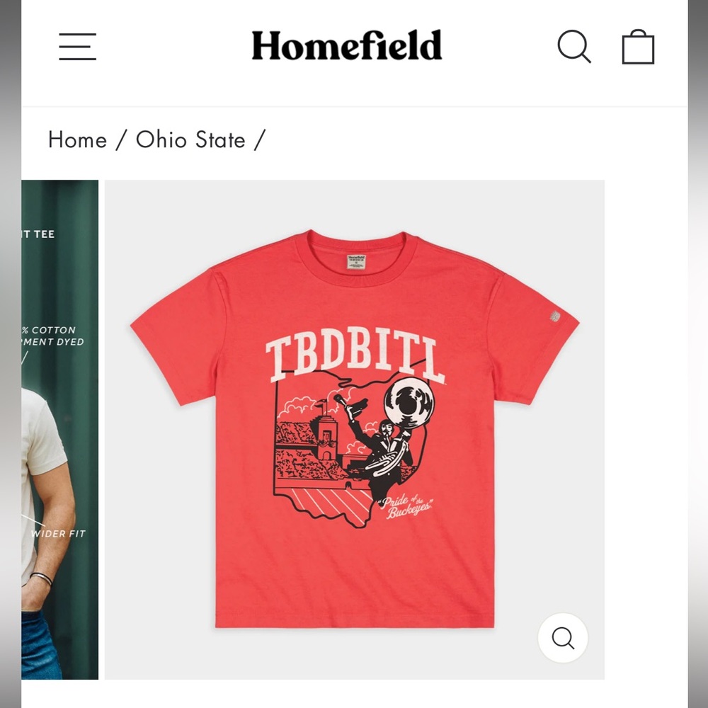 Homefield Ohio State TBDBITL Vintage Heavyweight Tee NWT Size XS